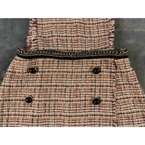 Zara Size Small Tweed Jumpsuit/romper/ Chic Dress Pink Lined - Picture 5 of 10
